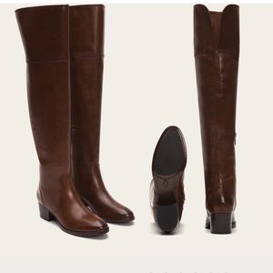 Frye Clara over the knee boots in redwood size 6 leather brown
